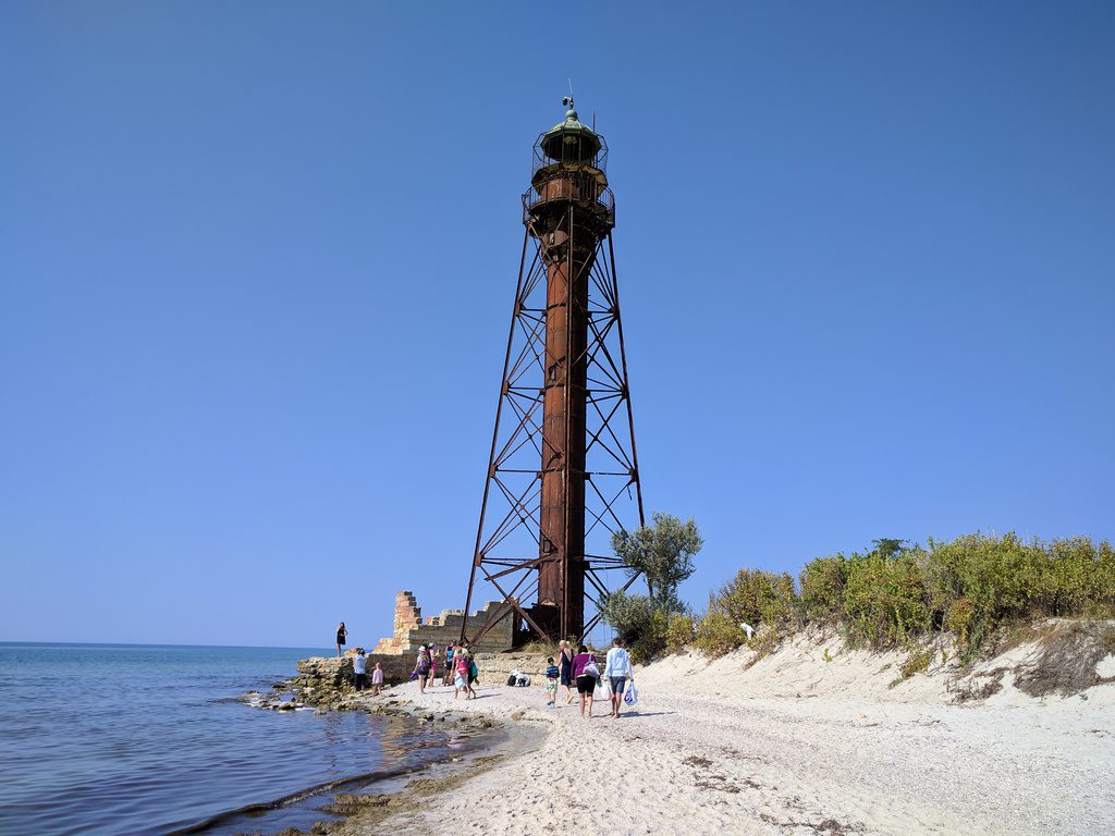 Lighthouse on Dzharylhach island, Kherson region, Ukraine