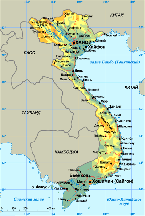 Вьетнам, карта