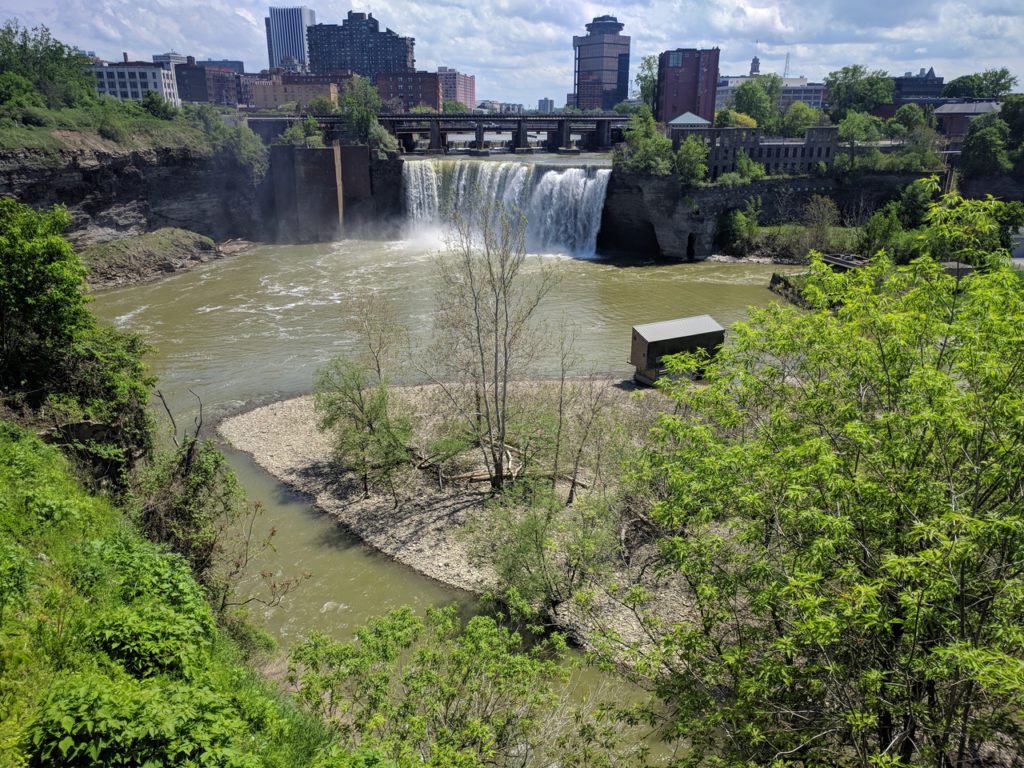 USA, Rochester, Genesee, High Falls Waterfall